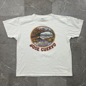 80s Vintage Jose Cuervo Graphic Tee Mens XL White Short Sleeve Tequila Shirt